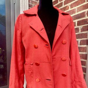 Womans Small Double-Breasted Orange Pea coat